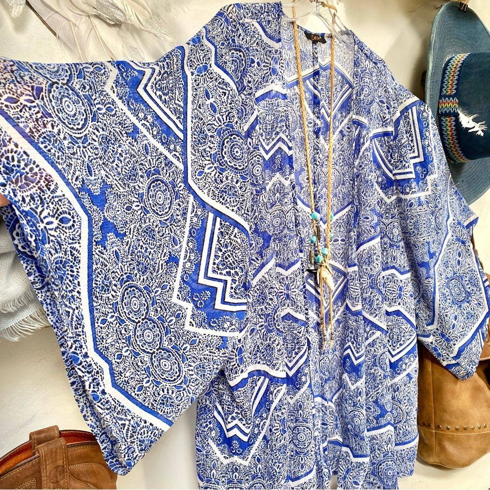 Semi sheer boho cover up w shabby chic beach resort vacay vibe